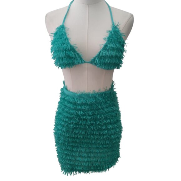 SHEIN Dresses & Skirts - Shein Aqua Fringe Party Set